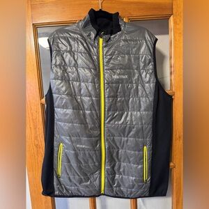 Marmot Men's Vest in Gray with Yellow Trim